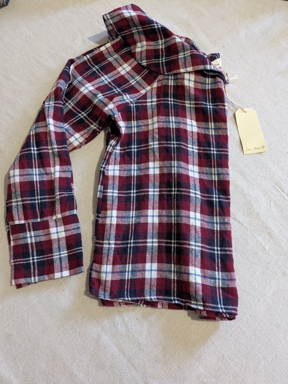 Women’s Burgundy Red Plaid Long Sleeve Top Button Front - Picture 3 of 9